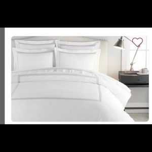 Pottery Barn duvet cover and 2 Euro shams- king. White on white trim